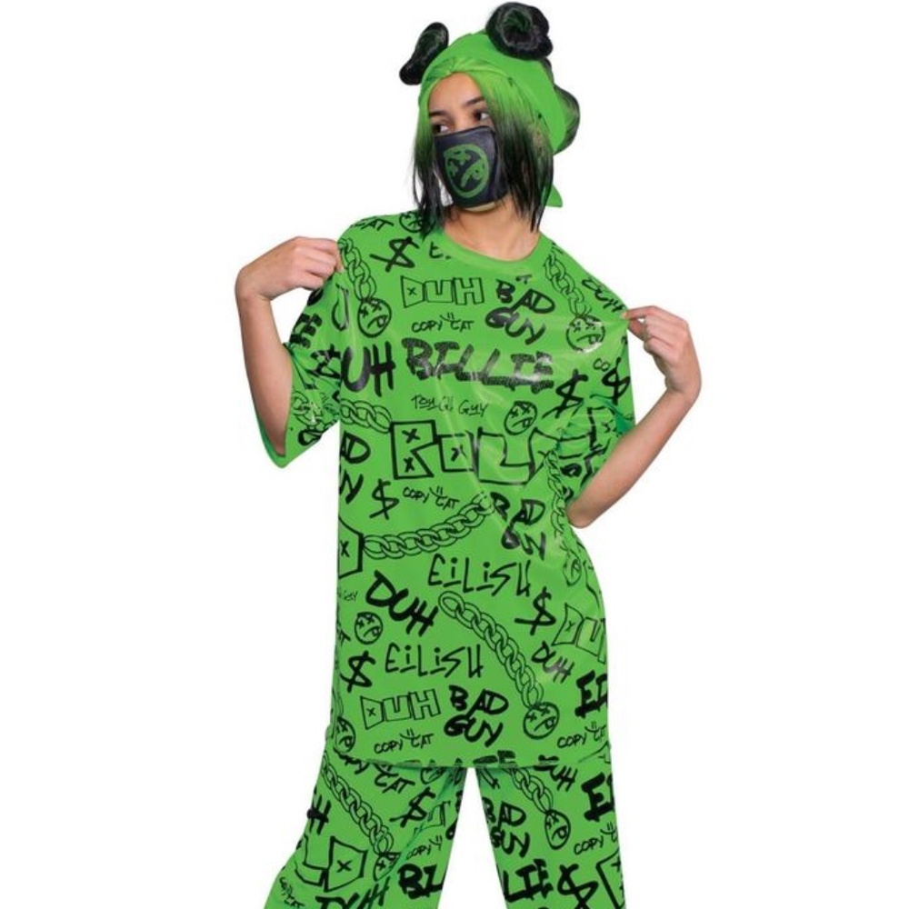 BRAND NEW youth girl billie ellish halloween costume size S 4-6 / M 8-10 L 12-14